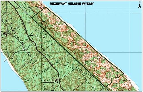 Mapa rezerwatu Helskie Wydmy