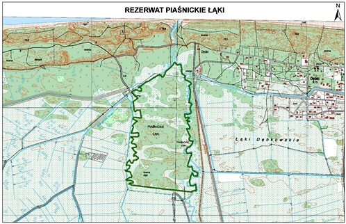 Mapa rezerwatu Piaśnickie Łąki