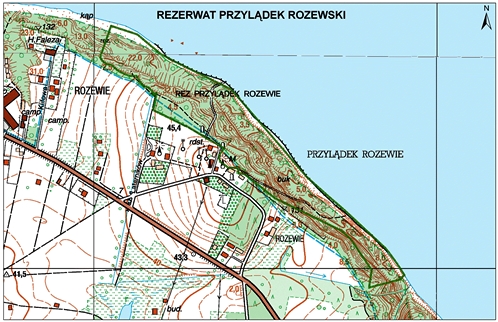 Mapa rezerwatu Przylądek Rozewski