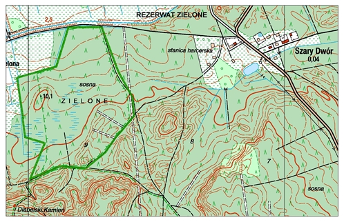 Mapa rezerwatu Zielone