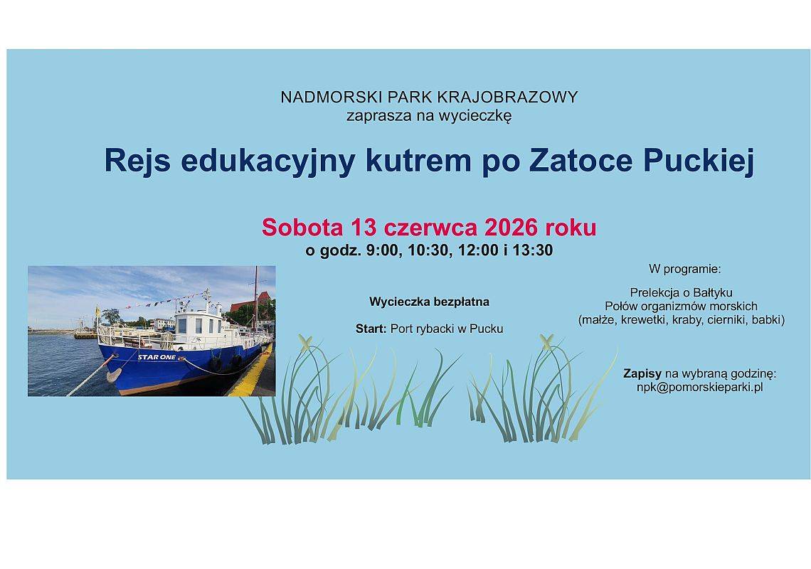 Grafika Zaproszenie na Edukacyjny Rejs po Zatoce Puckiej