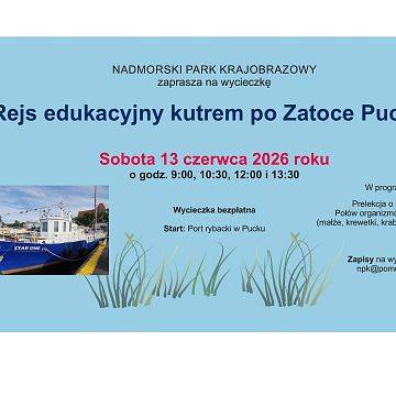 Grafika Zaproszenie na Edukacyjny Rejs po Zatoce Puckiej