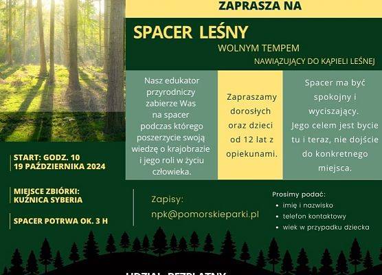 Kolejne październikowe wydarzenie- spacer leśny wolnym tempem grafika