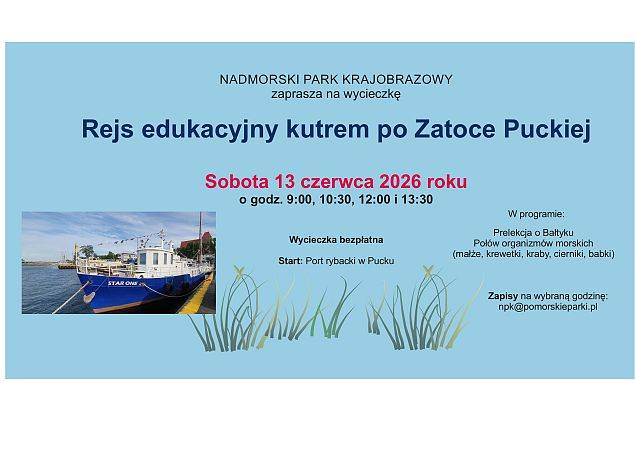 Grafika Zaproszenie na Edukacyjny Rejs po Zatoce Puckiej